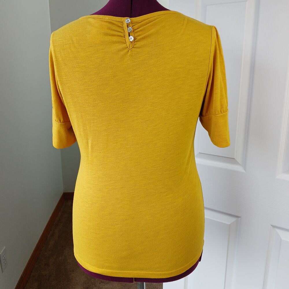 Ransom Vintage Y2K Tunic Tee Blouse L mustard yellow grey paisley graphic print - Picture 3 of 12